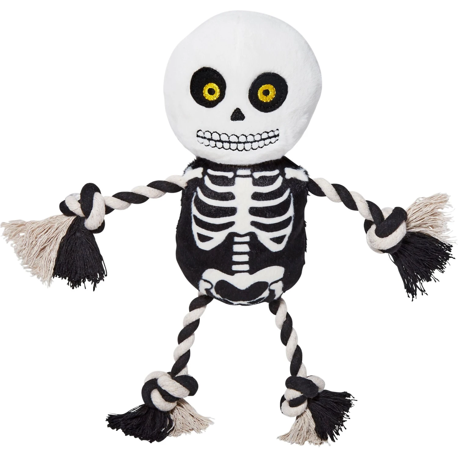 Frisco Halloween Skeleton Plush With Rope Squeaky Dog Toy 3 Frisco Halloween Skeleton Plush With Rope Squeaky Dog Toy