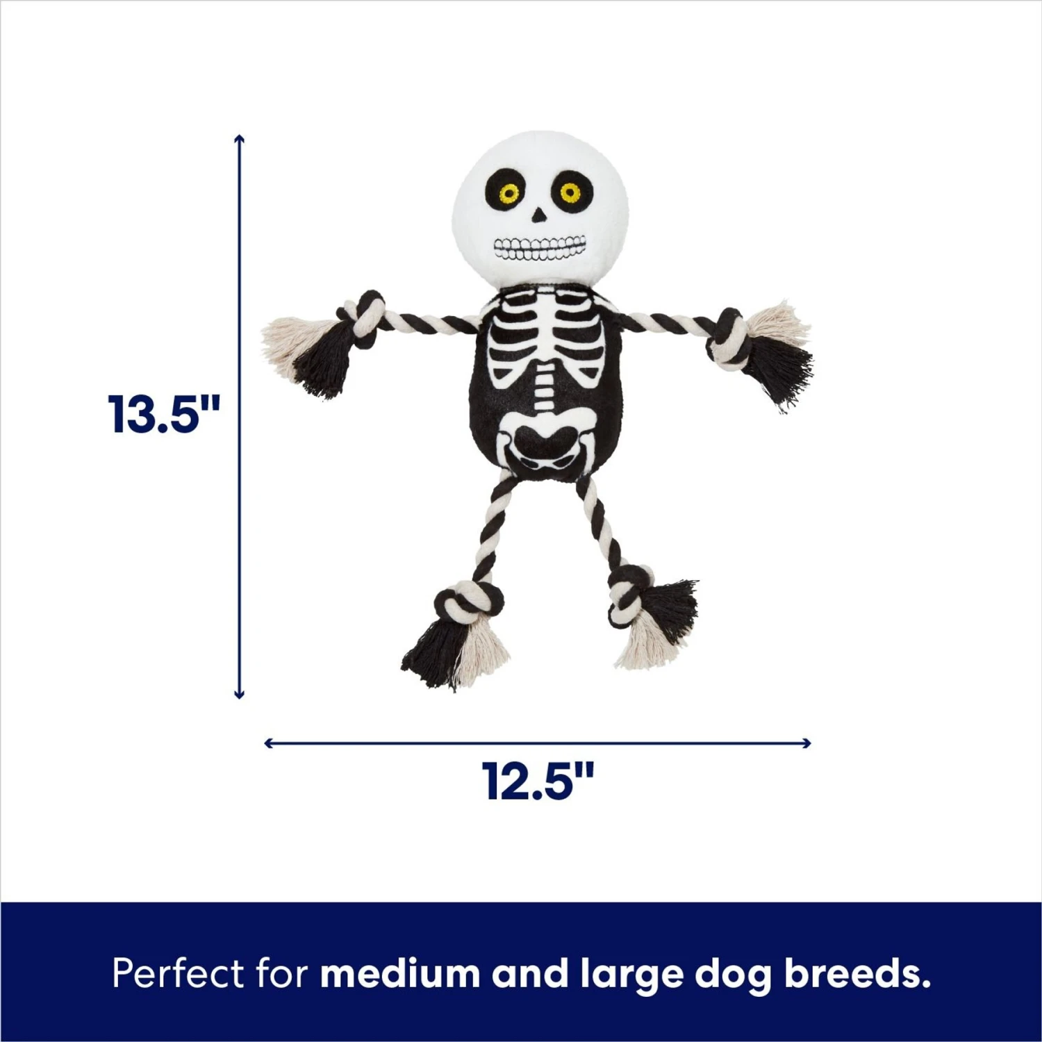 Frisco Halloween Skeleton Plush With Rope Squeaky Dog Toy 4 Frisco Halloween Skeleton Plush With Rope Squeaky Dog Toy - Image 2