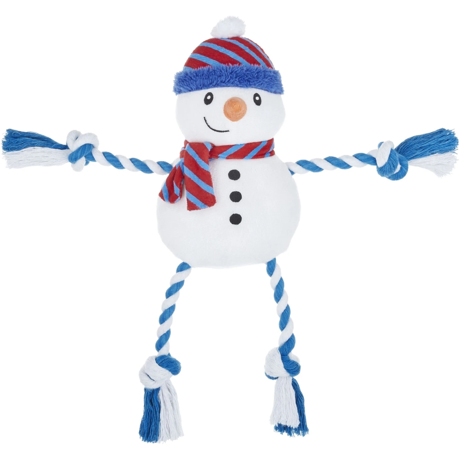 Frisco Holiday Snowman Plush With Rope Squeaky Dog Toy 3 Frisco Holiday Snowman Plush With Rope Squeaky Dog Toy