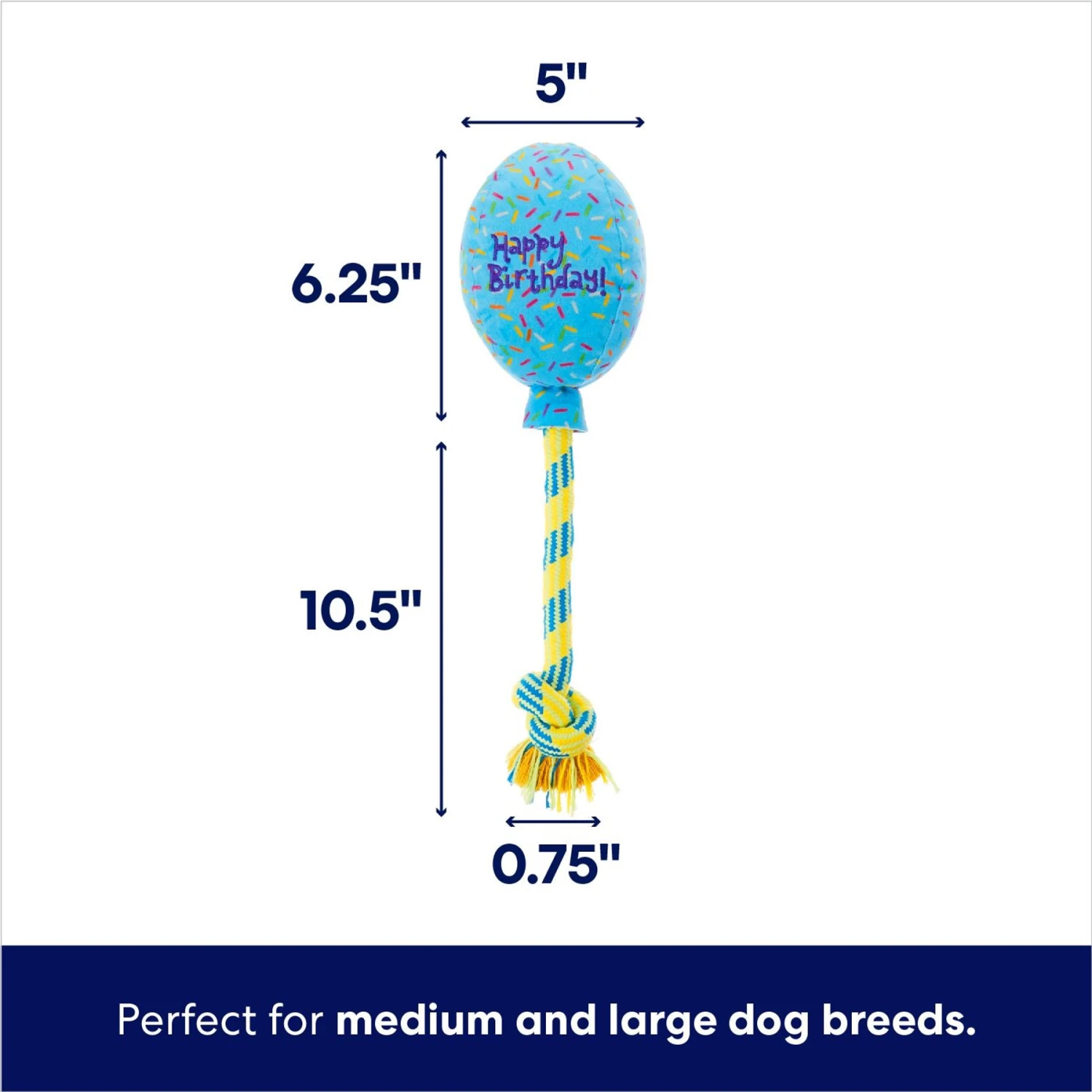 Frisco Birthday Balloon Plush With Rope Squeaky Dog Toy 4 Frisco Birthday Balloon Plush With Rope Squeaky Dog Toy - Image 2