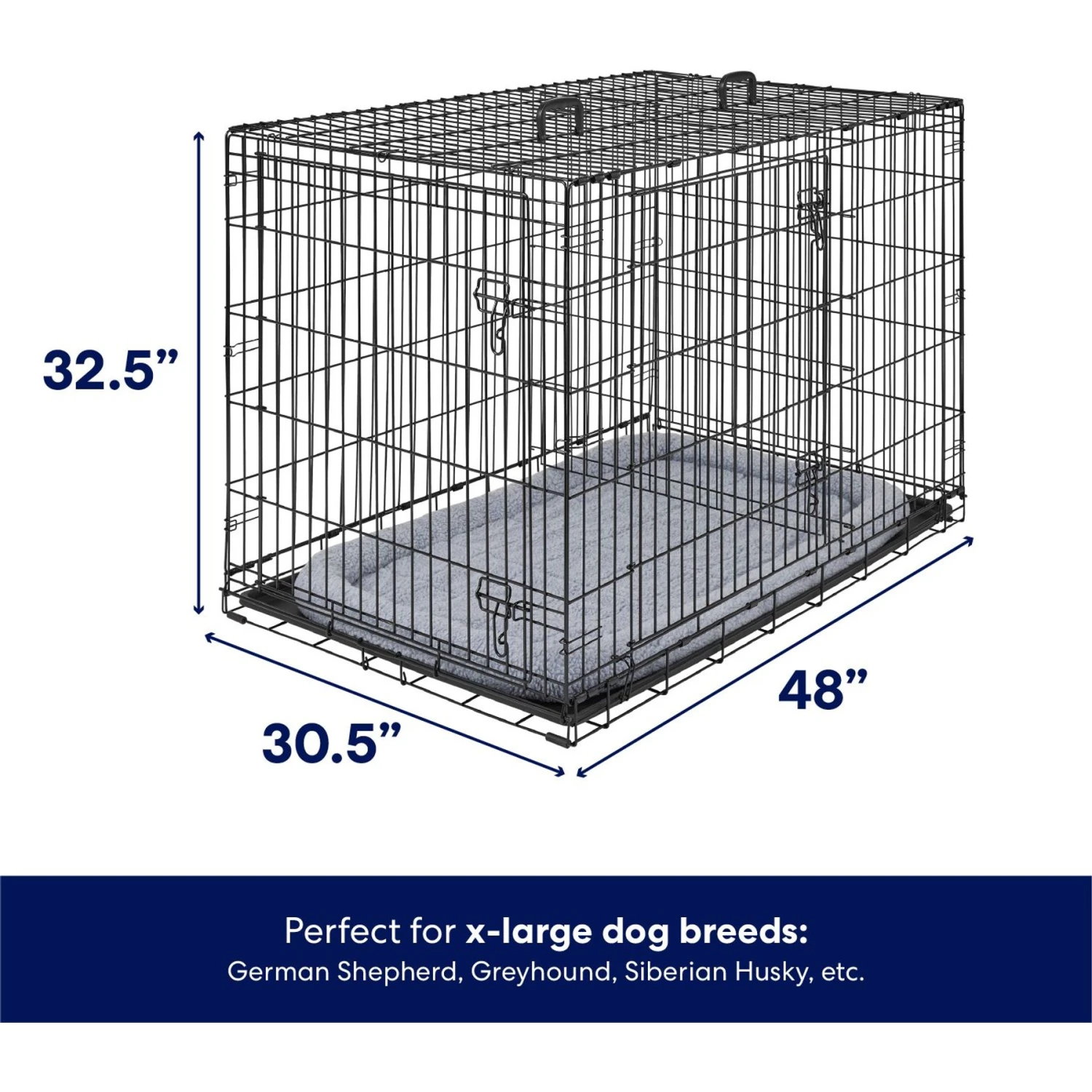 Frisco Heavy Duty Fold & Carry Double Door Collapsible Wire Dog Crate & Mat Kit 4 Frisco Heavy Duty Fold & Carry Double Door Collapsible Wire Dog Crate & Mat Kit - Image 2