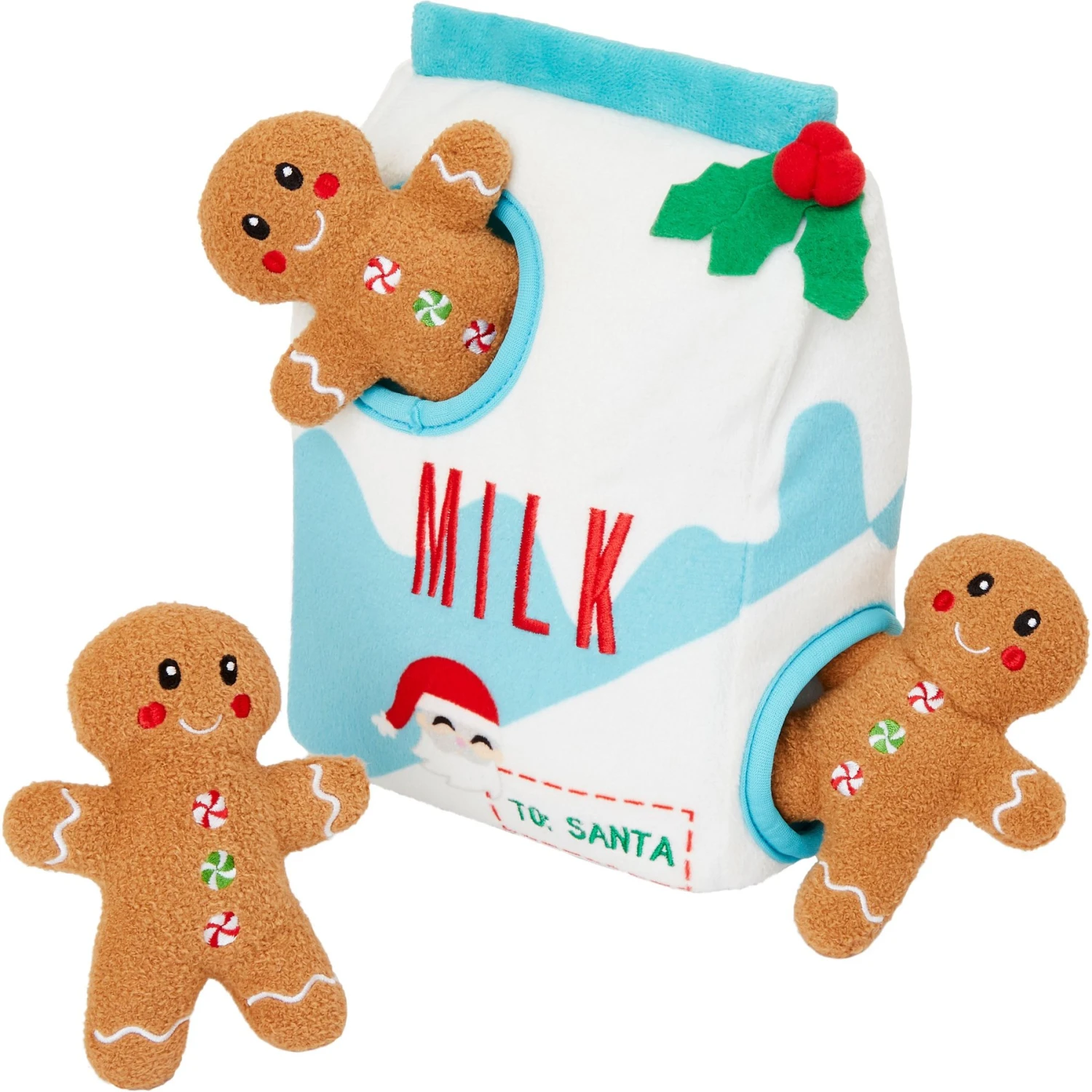 Frisco Holiday Milk & Gingerbread Cookies Hide & Seek Puzzle Plush Squeaky Dog Toy 2 Frisco Holiday Milk & Gingerbread Cookies Hide & Seek Puzzle Plush Squeaky Dog Toy
