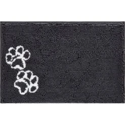 Frisco 5 Frisco Microfiber Chenille Paw Print Dog & Cat Mat, Dark Gray