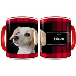 Frisco Plaid Red Personalized Coffee Mug, 11-oz