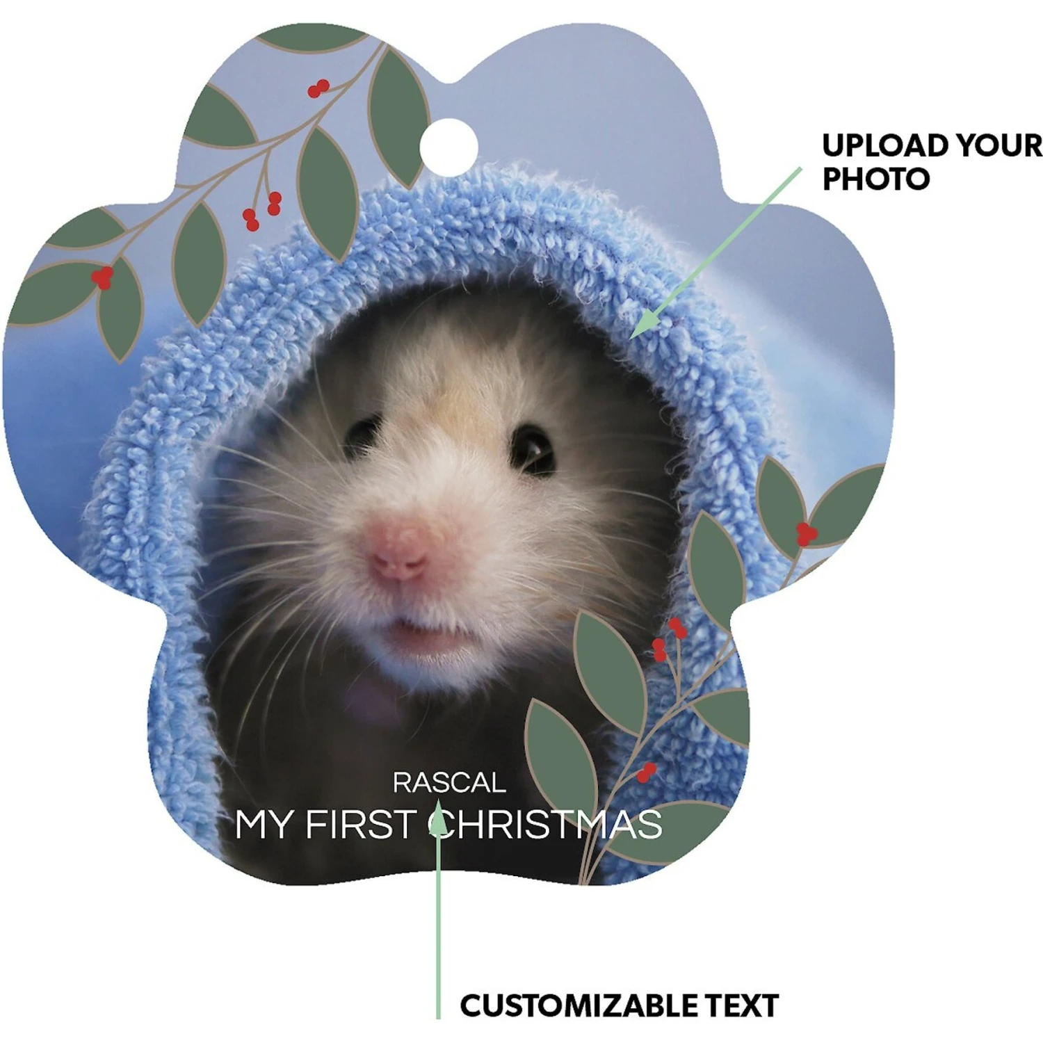 Frisco "My First Christmas" Paw Shape Metal Personalized Dog & Cat Holiday Ornament 4 Frisco "My First Christmas" Paw Shape Metal Personalized Dog & Cat Holiday Ornament - Image 2