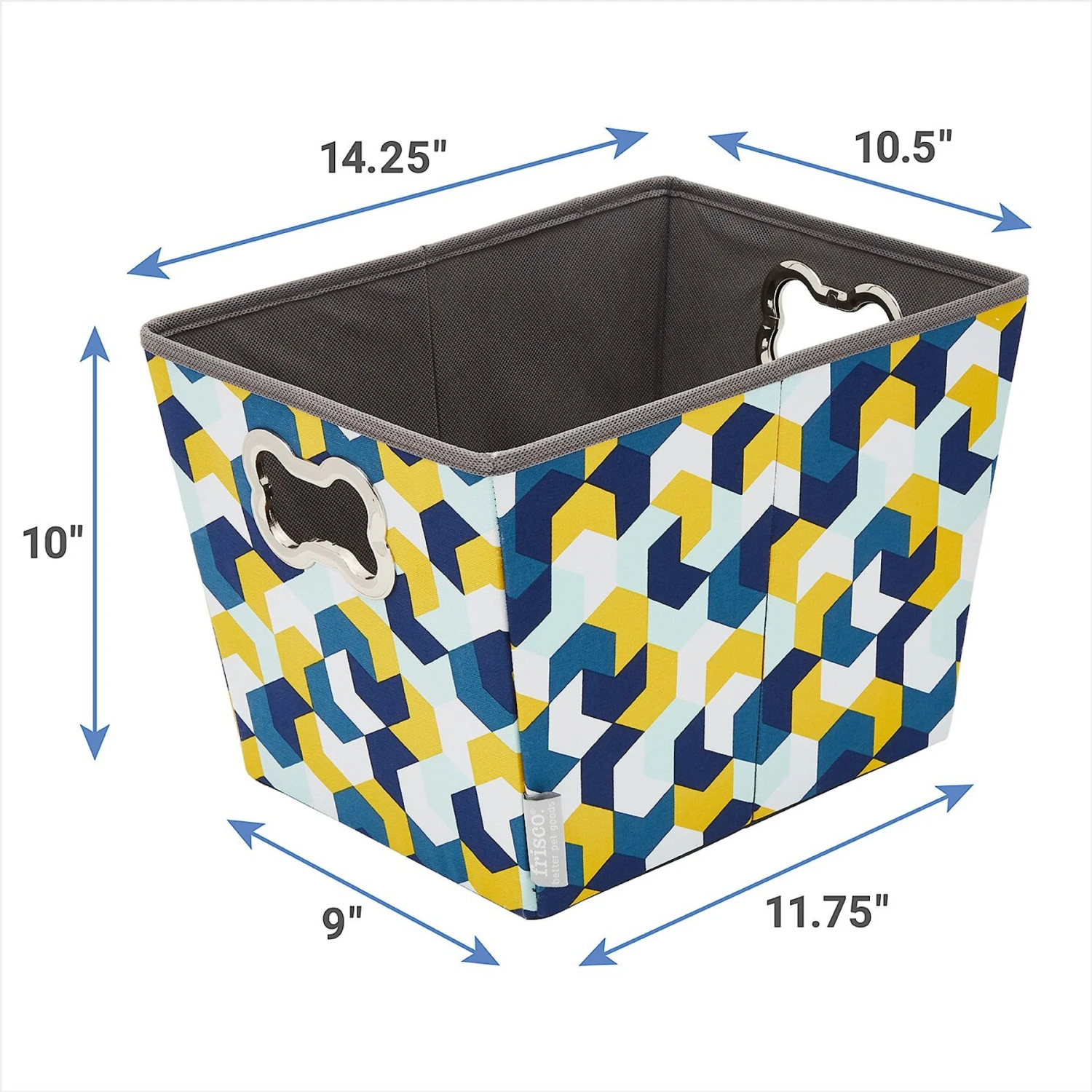 Frisco Rectangle Collapsible Pet Toy Storage Bin, Yellow Geometric 5 Frisco Rectangle Collapsible Pet Toy Storage Bin, Yellow Geometric - Image 3