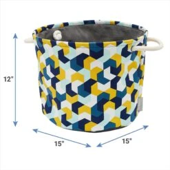 Frisco Round Collapsible Pet Toy Storage Bin, Yellow Geometric -Frisco 250587 PT2. AC SS1800 V1613774811