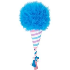 Frisco Baseball Cotton Candy Plush With Rope Squeaky Dog Toy