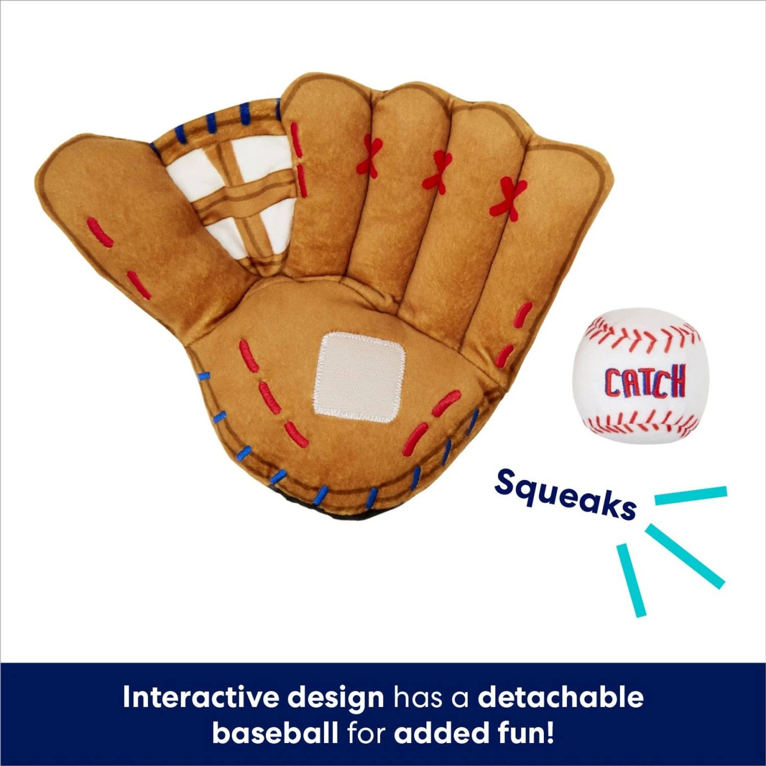 Frisco Baseball Mitt & Ball Interactive Plush Squeaky Dog Toy 5 Frisco Baseball Mitt & Ball Interactive Plush Squeaky Dog Toy - Image 3