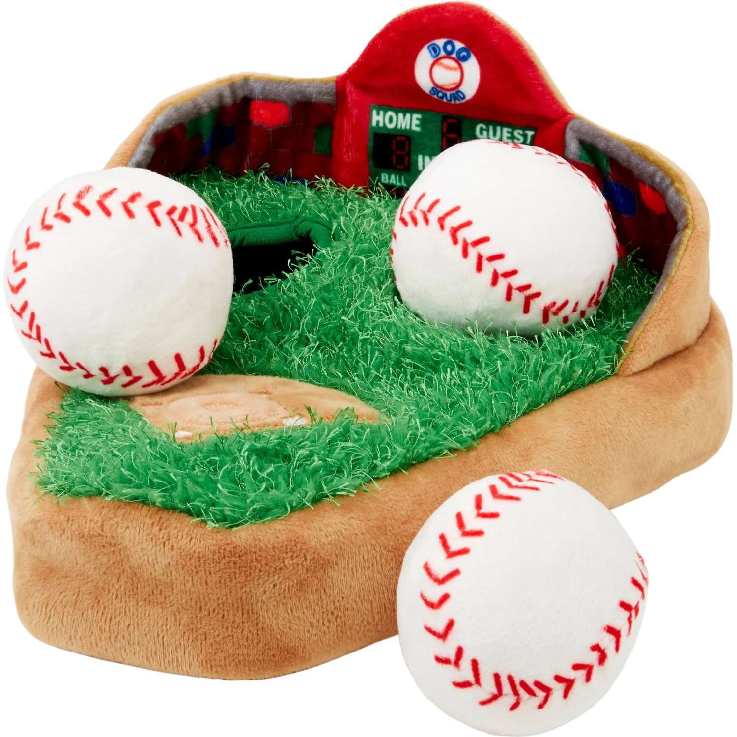Frisco Baseball Hide & Seek Puzzle Plush Squeaky Dog Toy 3 Frisco Baseball Hide & Seek Puzzle Plush Squeaky Dog Toy