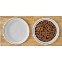 Frisco Ceramic Dog & Cat Double Diner With Elevated Wood Stand 13 Frisco Ceramic Dog & Cat Double Diner With Elevated Wood Stand -Frisco 256052 PT6. AC SS1800 V1615311469