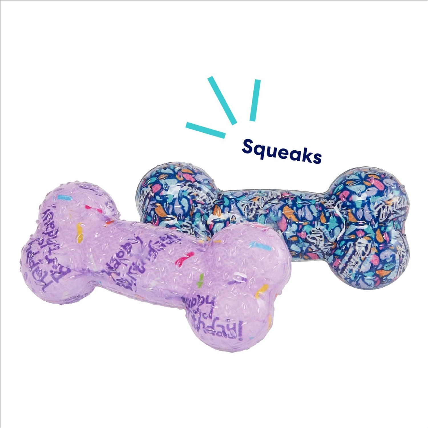 Frisco Birthday TPR Fetch Bone Squeaky Dog Toy 5 Frisco Birthday TPR Fetch Bone Squeaky Dog Toy - Image 3