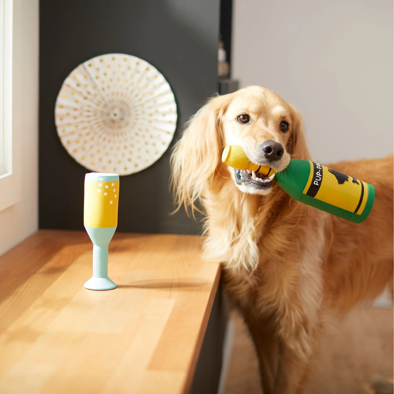 Frisco Champagne & Flute Latex Squeaky Dog Toy 5 Frisco Champagne & Flute Latex Squeaky Dog Toy - Image 3