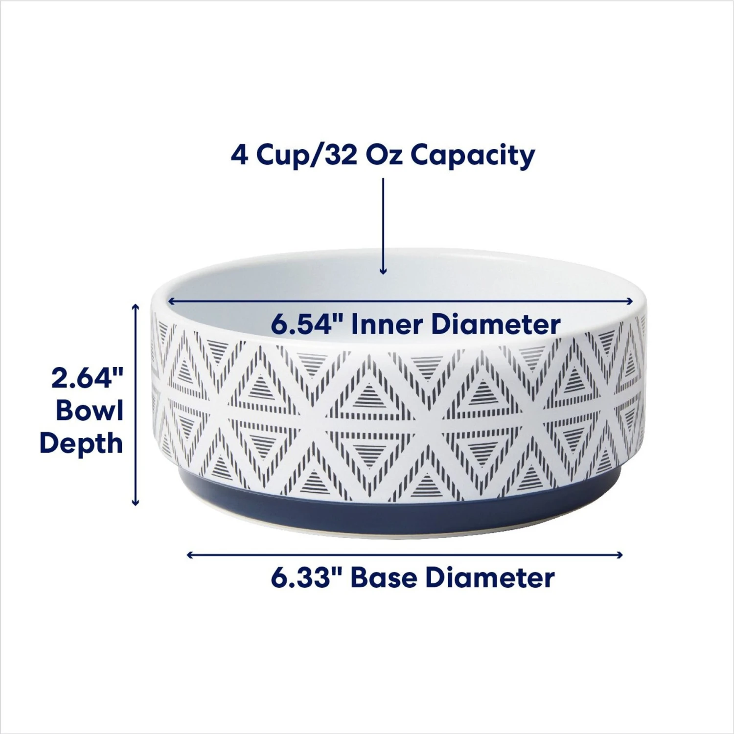 Frisco Geometric Triangles Non-skid Ceramic Dog & Cat Bowl 4 Frisco Geometric Triangles Non-skid Ceramic Dog & Cat Bowl - Image 2