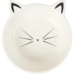Frisco Cat Face Non-skid Ceramic Cat Bowl, White