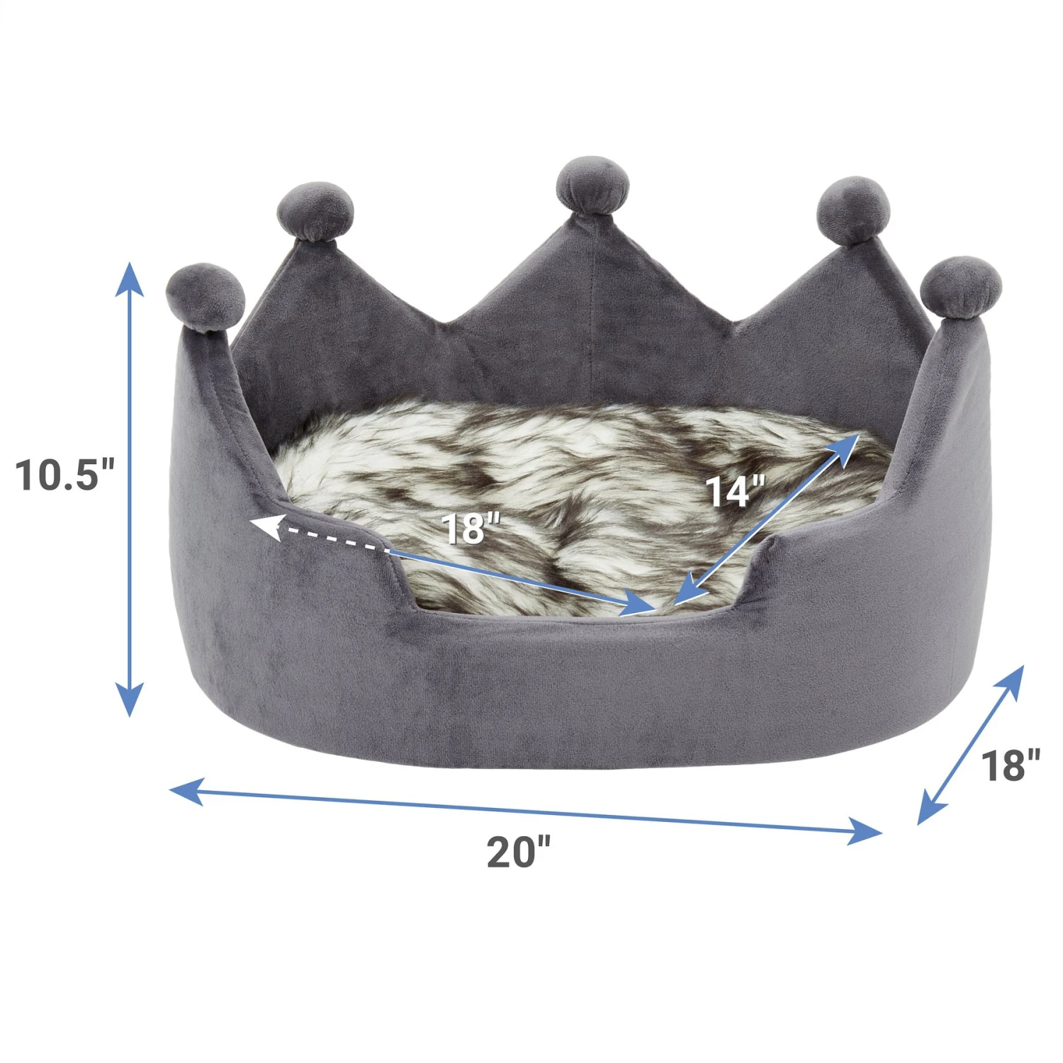 Frisco Faux Fur Crown Pillow Cat & Dog Bed 4 Frisco Faux Fur Crown Pillow Cat & Dog Bed - Image 2