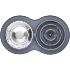 Frisco Silicone Stainless Steel Double Diner Slow Feeder Dog & Cat Bowl, Grey, 3 Cup -Frisco 277549 PT4. AC SS1800 V1627935299