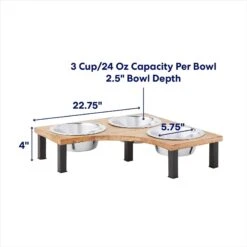 Frisco Multi Pet Feeding Corner Wood 3-Bowls Stainless Steel Dog & Cat Bowl -Frisco 277573 PT1. AC SS1800 V1692728306