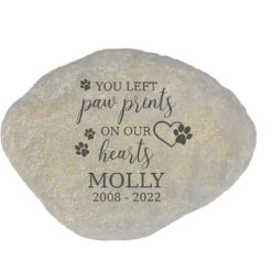 Frisco "Paws On Our Hearts" Personalized Dog & Cat Memorial Garden Stone