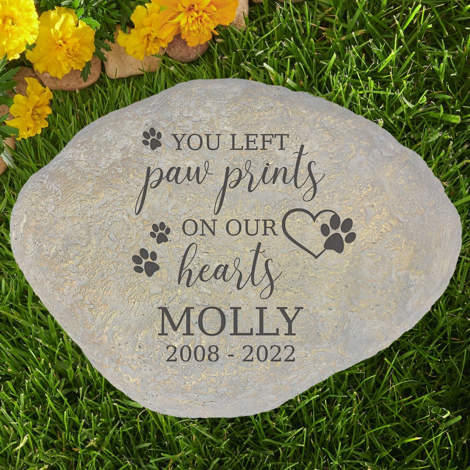 Frisco "Paws On Our Hearts" Personalized Dog & Cat Memorial Garden Stone 5 Frisco "Paws On Our Hearts" Personalized Dog & Cat Memorial Garden Stone - Image 3