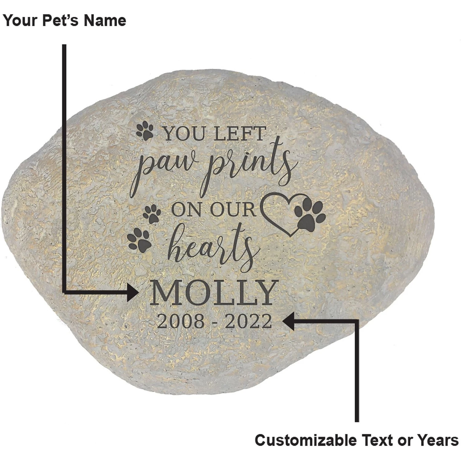 Frisco "Paws On Our Hearts" Personalized Dog & Cat Memorial Garden Stone 6 Frisco "Paws On Our Hearts" Personalized Dog & Cat Memorial Garden Stone - Image 4
