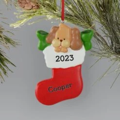 Frisco Dog In Stocking Resin Personalized Ornament -Frisco 295085 PT5. AC SS1800 V1697131931