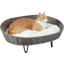 Frisco Elevated Rectangle Wicker Dog & Cat Bed With Eyelash Faux Fur Cushion 9 Frisco Elevated Rectangle Wicker Dog & Cat Bed With Eyelash Faux Fur Cushion -Frisco 296679 PT2. AC SS1800 V1633727726