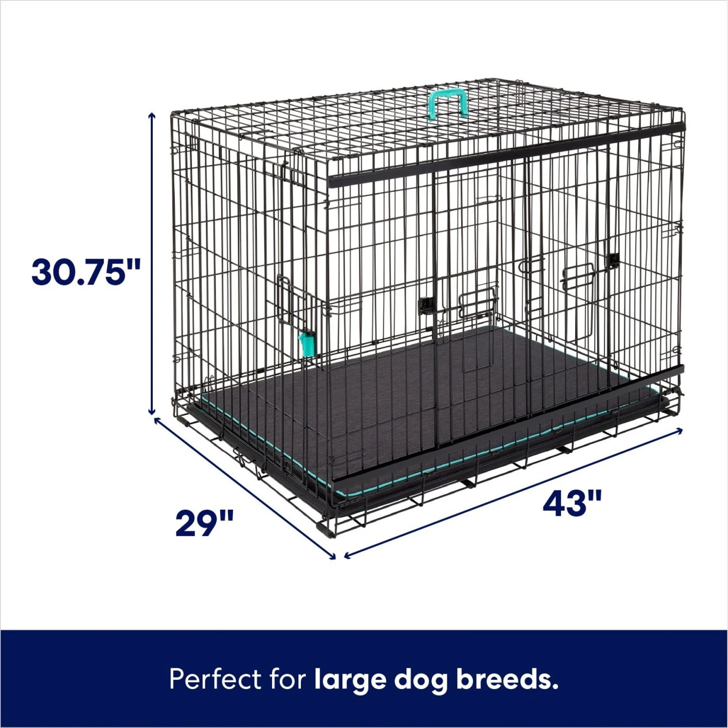 Frisco Heavy Duty Enhanced Lock Sliding Double Door Fold & Carry Wire Dog Crate & Mat Kit 4 Frisco Heavy Duty Enhanced Lock Sliding Double Door Fold & Carry Wire Dog Crate & Mat Kit - Image 2