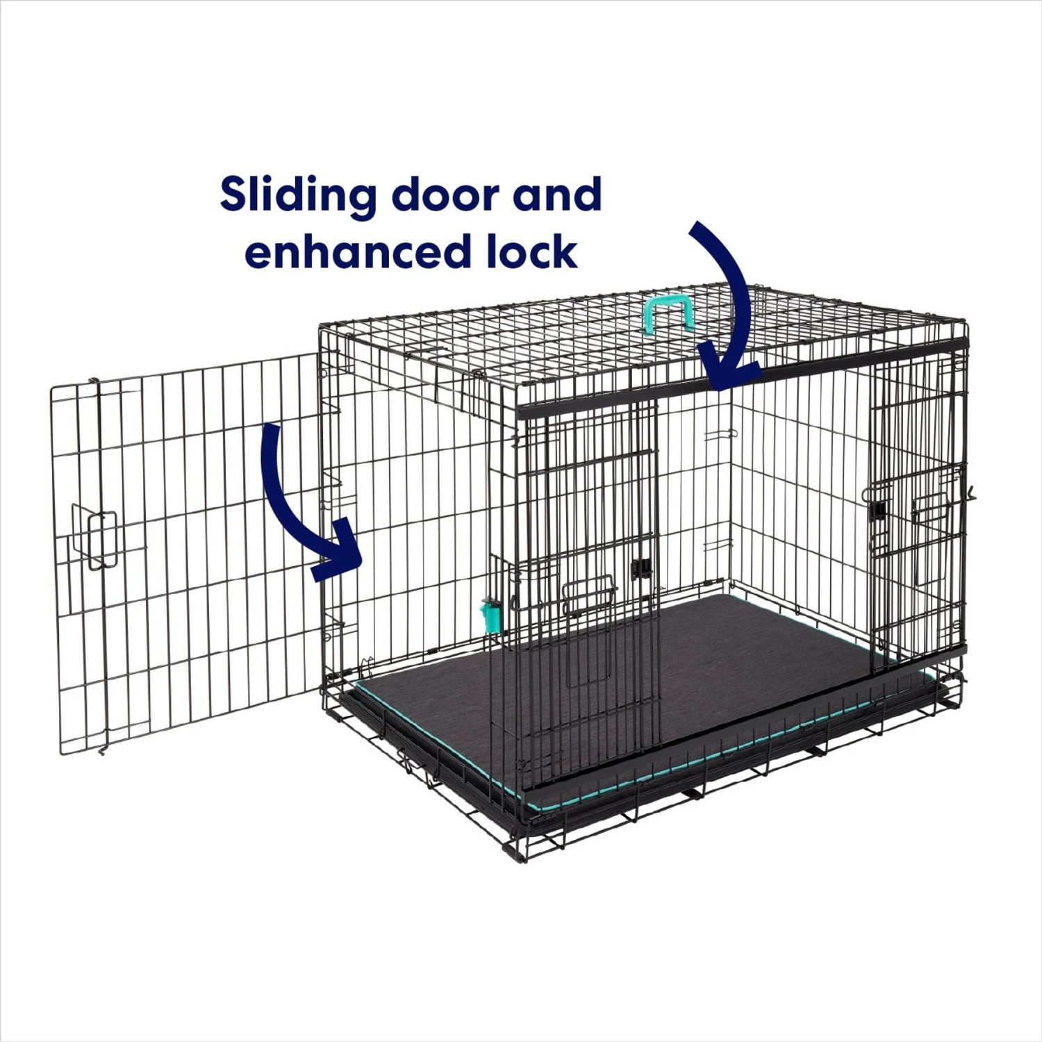 Frisco Heavy Duty Enhanced Lock Sliding Double Door Fold & Carry Wire Dog Crate & Mat Kit 9 Frisco Heavy Duty Enhanced Lock Sliding Double Door Fold & Carry Wire Dog Crate & Mat Kit - Image 7