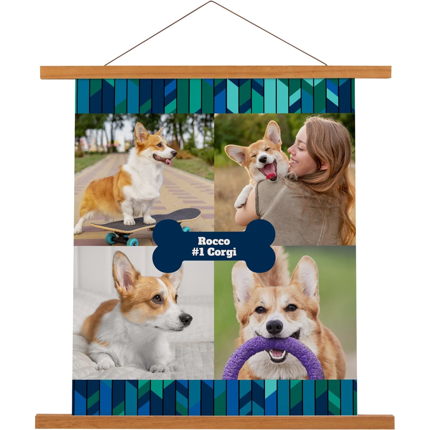 Frisco Personalized Contemporary Mosaic With Bone Collage Canvas Poster With Wood Hanger, 16" X 20" 3 Frisco Personalized Contemporary Mosaic With Bone Collage Canvas Poster With Wood Hanger, 16" X 20"