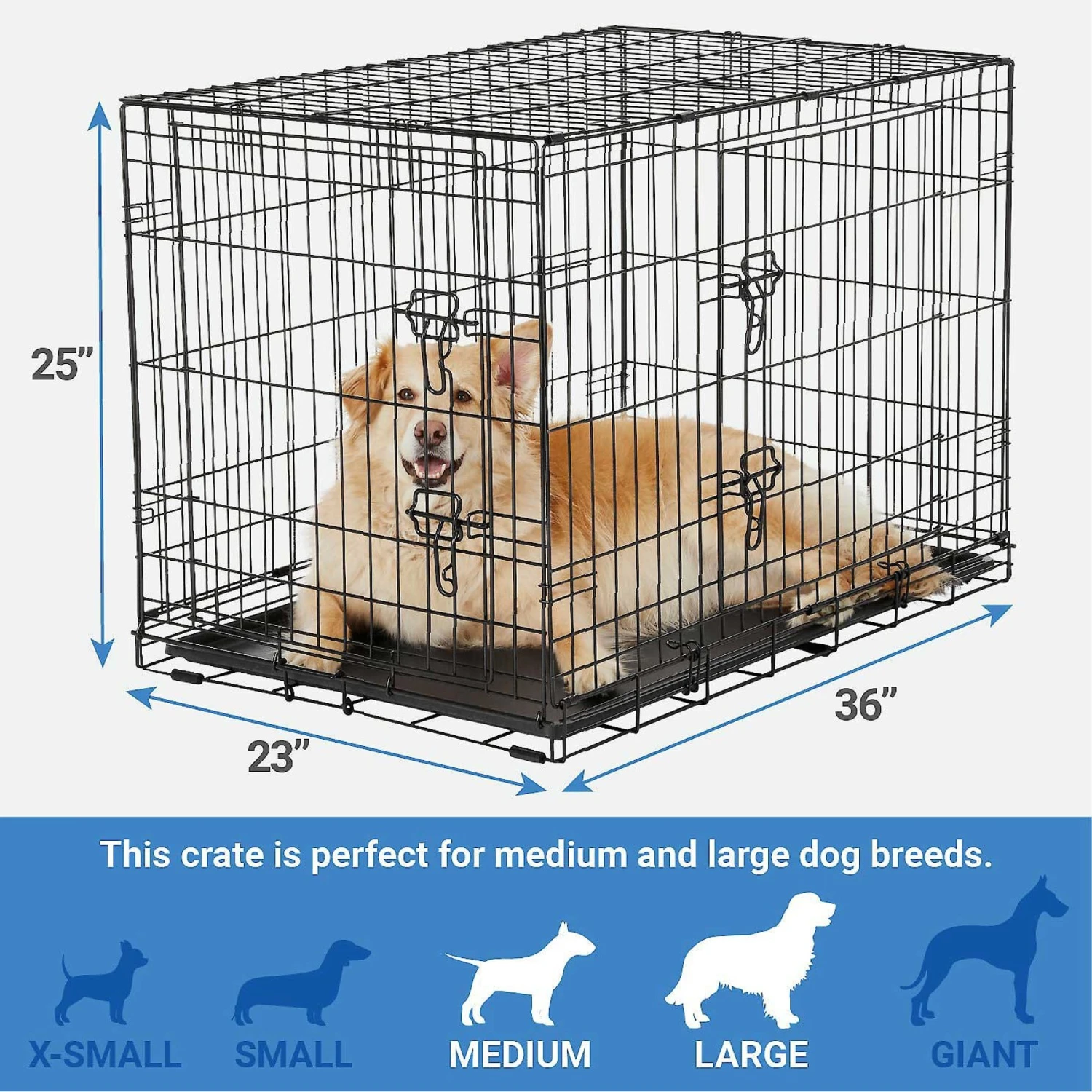 Frisco Fold & Carry Double Door Collapsible Wire Dog Crate & Mat Kit & Frisco Stainless Steel Bowl 5 Frisco Fold & Carry Double Door Collapsible Wire Dog Crate & Mat Kit & Frisco Stainless Steel Bowl - Image 3