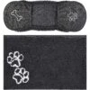 Frisco Microfiber Chenille Shammy Towel & Frisco Microfiber Chenille Paw Print Dog & Cat Mat, Dark Gray -Frisco 303468 MAIN. AC SS1800 V1623060752