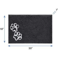 Frisco Microfiber Chenille Shammy Towel & Frisco Microfiber Chenille Paw Print Dog & Cat Mat, Dark Gray -Frisco 303468 PT6. AC SS1800 V1623057453