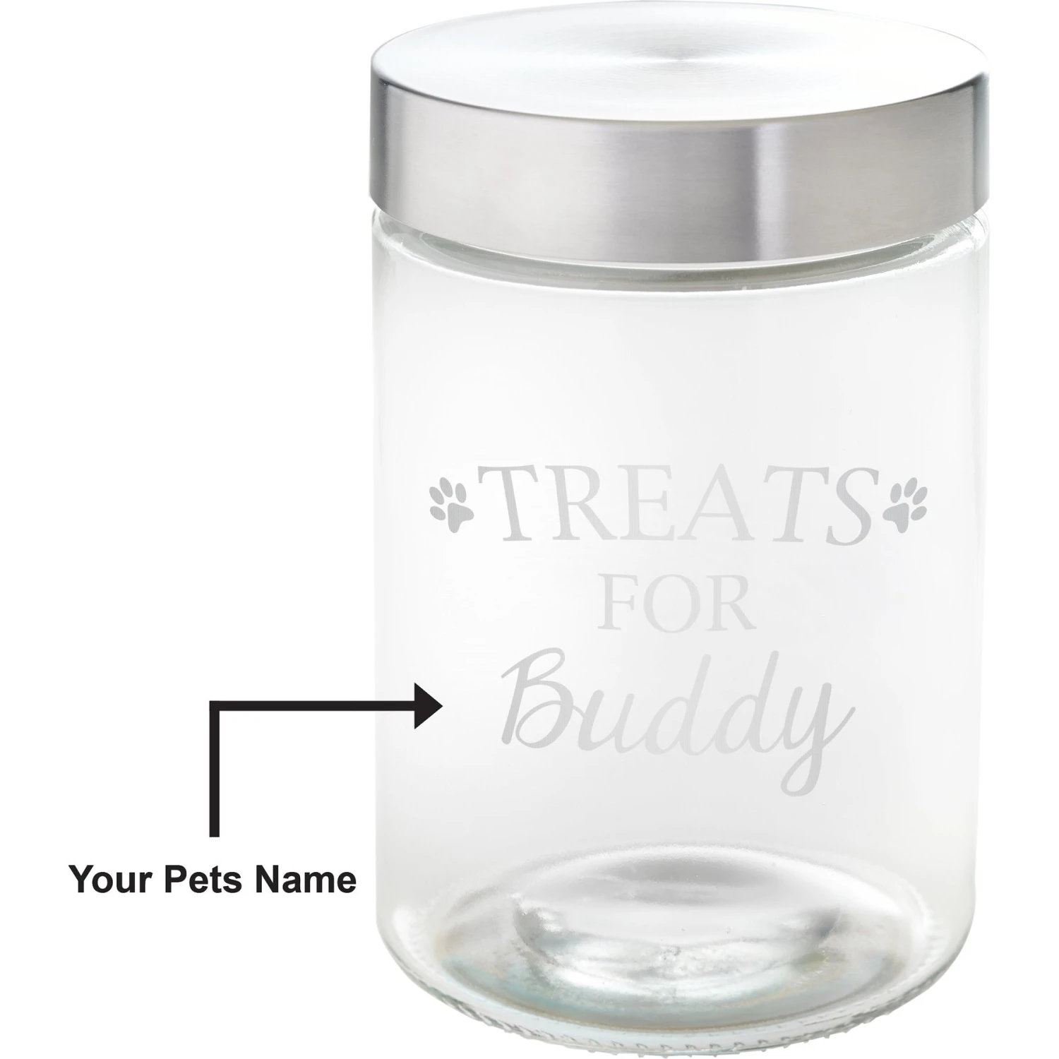 Frisco Paw Print Glass Personalized Treat Jar With Lid, 5 Cup, 40oz 5 Frisco Paw Print Glass Personalized Treat Jar With Lid, 5 Cup, 40oz - Image 3