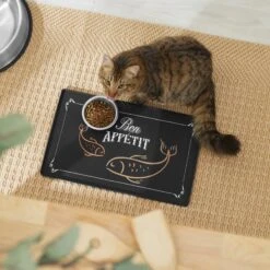 Frisco Silicone Fish Print Dog & Cat Food Mat, Black -Frisco 311953 PT3. AC SS1800 V1642542608