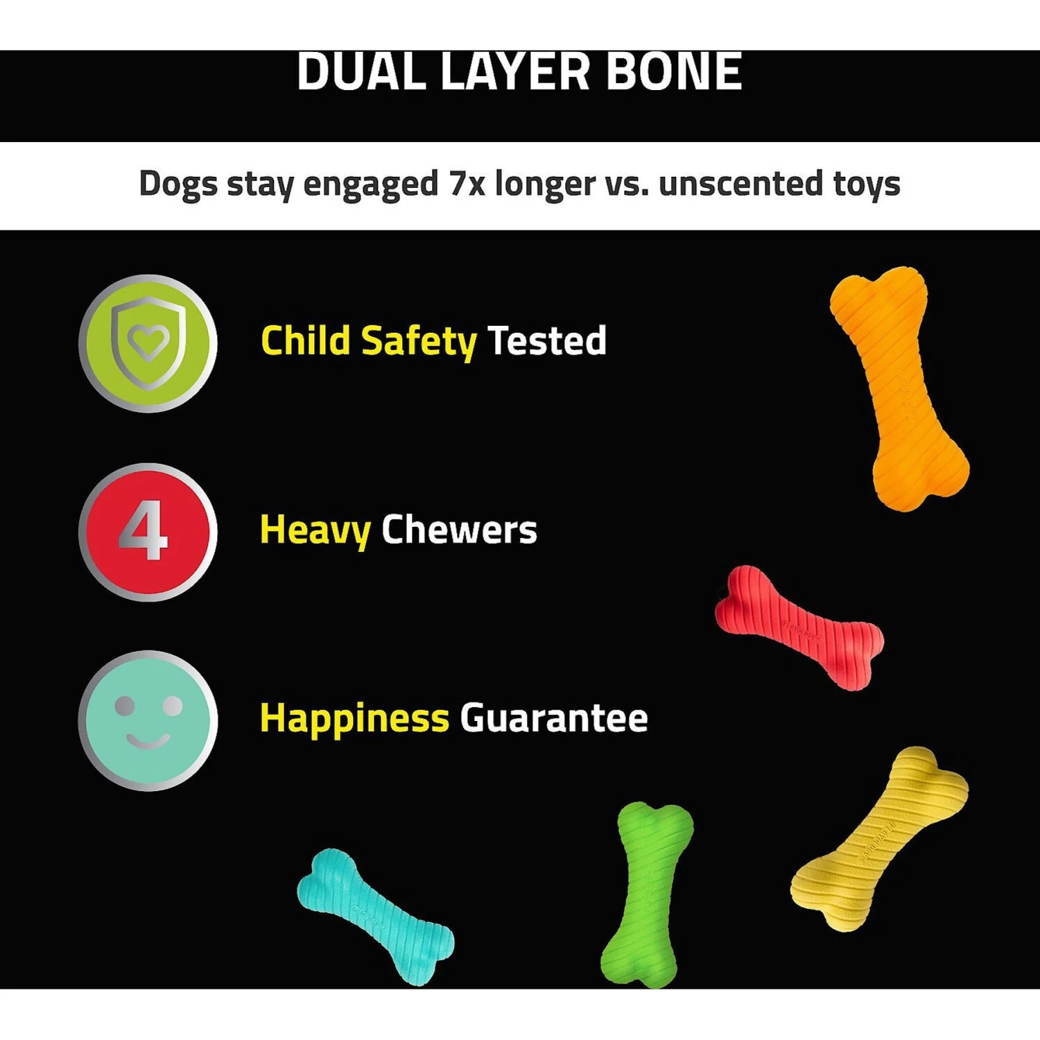 Frisco Fetch Squeaking Colorful Tennis Ball Dog Toy & Playology Scented Dual Layer Bone Dog Toy 10 Frisco Fetch Squeaking Colorful Tennis Ball Dog Toy & Playology Scented Dual Layer Bone Dog Toy - Image 8