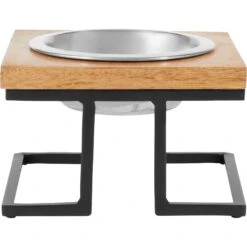 Frisco Premium Wood Elevated Single Dog & Cat Bowl