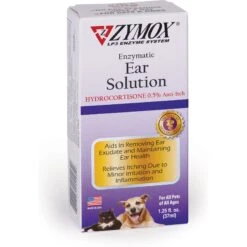 Zymox Ear Infection Solution With .5% Hydrocortisone For Dogs & Cats, 1.25-oz Bottle & Frisco Ear Wipes For Dogs, 100 Count -Frisco 808334 PT2. AC SS1800 V1679065302