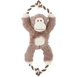 Frisco Monkey Plush With Rope Squeaky Dog Toy & Frisco Cow Plush With Inside Rope Squeaky Dog Toy -Frisco 961998 PT1. AC SS1800 V1694784008