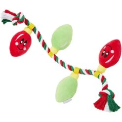 Frisco Holiday Santa's Helpers Plush Squeaky Dog Toy, 3 Count & Frisco Holiday Lights Plush With Rope Squeaky Dog Toy -Frisco 986206 PT5. AC SS1800 V1698258116