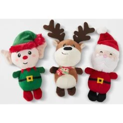 Frisco Holiday Santa's Helpers Plush Squeaky Dog Toy, 3 Count & Frisco Holiday Hot Cocoa Hide & Seek Puzzle Plush Squeaky Dog Toy -Frisco 986230 PT1. AC SS1800 V1698258117